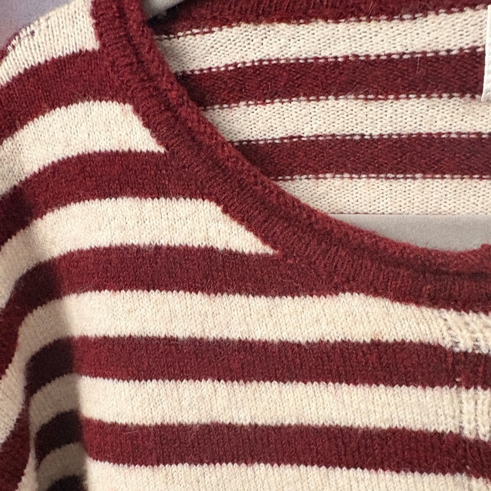 Betsey's Boutique Burgundy and Cream Striped Cardigan - Picture 5 of 11